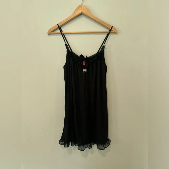 Betsey JohnsonY2k Black Night Gown Size Small Black T406 - Picture 2 of 12